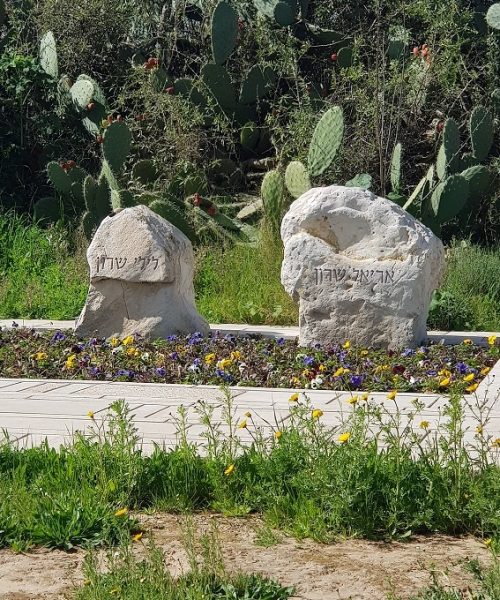 גבעת הכלניות – קבר אריאל ולילי שרון מול חוות השקמים